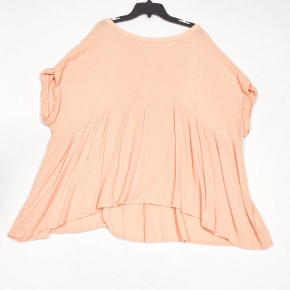 Cotton Bleu Peasant Top Size 3X Peach Short Sleeve Rayon - Picture 1 of 5